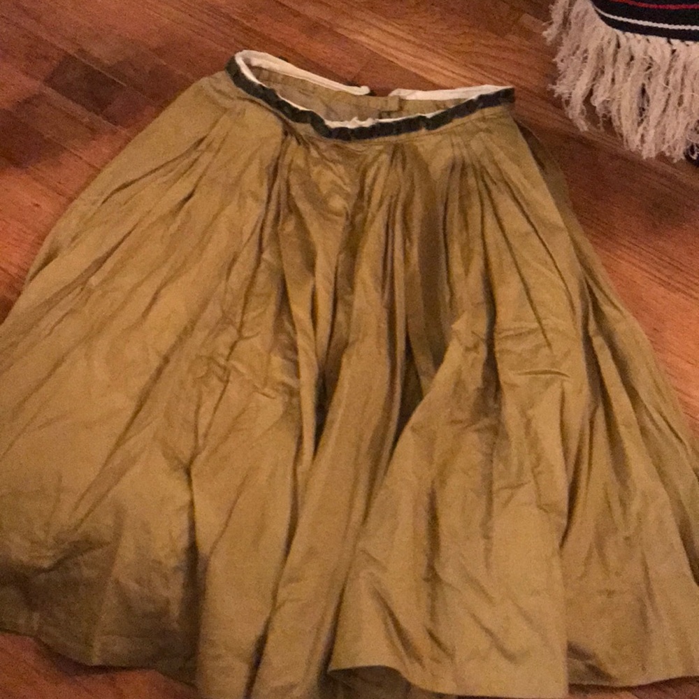 Anthropologie moss green a line skirt